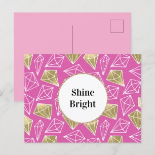 Chic Girly Rosa Guld Diamonds Vykort