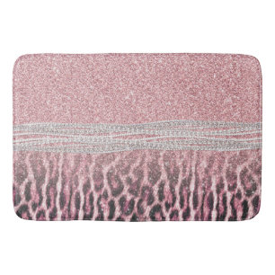 Chic Girly Rosa Leopard animal print Glitter Image Badrumsmatta