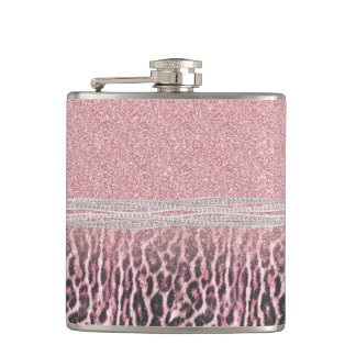 Chic Girly Rosa Leopard-djur Glitter Image Fickplunta