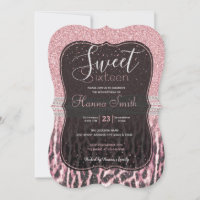 Chic Girly Rosa Leopard-djur Glitter Image