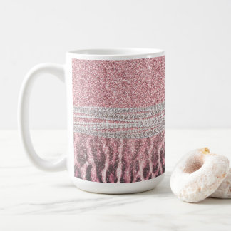 Chic Girly Rosa Leopard-djur Glitter Image Kaffemugg