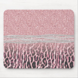 Chic Girly Rosa Leopard-djur Glitter Image Musmatta
