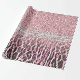 Chic Girly Rosa Leopard-djur Glitter Image Presentpapper
