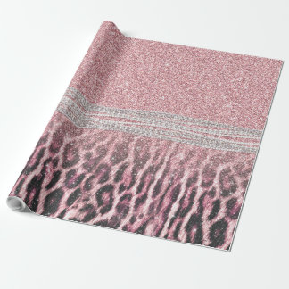 Chic Girly Rosa Leopard-djur Glitter Image Presentpapper