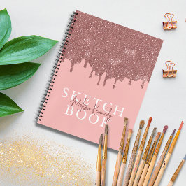 Chic Girly Rosa ros Glitter Guld Drives Sketchbook