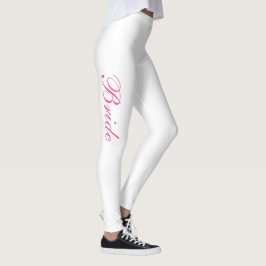 Chic Girly Simple Rosa Script White Bride Leggings