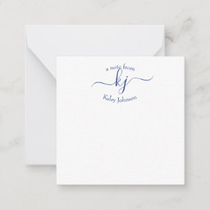Chic Girly White 2 Monogram Namn Note Card Anteckningskort