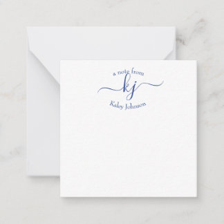 Chic Girly White 2 Monogram Namn Note Card Anteckningskort