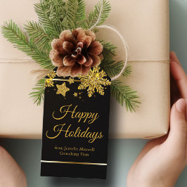 Chic Glad helg Black Guld Snowflake Anpassningsbar Presentetikett
