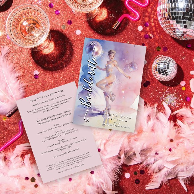 Chic Glam and Funny Disco Go-Go Dancer Inbjudningar (Chic Glam and Funny Disco Go-Go Dancer Wedding Bachelorette Weekend Invitations Cards.)
