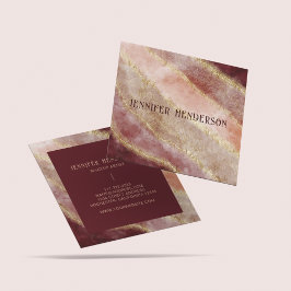 Chic Glam Burgundy Rosa ros Guld Makeup Artist Fyrkantigt Visitkort