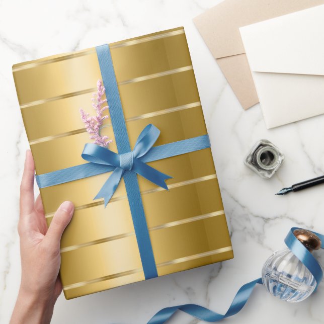 Chic Glam Guld Band Bröllopsdusch Presentpapper (Gifting)