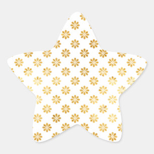 Chic Glam Guld Flowers Stjärnformat Klistermärke