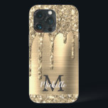 Chic Glam Guld Glitter Drives Monogram Metall<br><div class="desc">Elegant, modern, giftig guld glitter droppar i namn i guld metall i anpassningsbar, och monogrammad personlig. Den här designen har gult guld glitter gnistra droppar på guld borstad metall med anpassningsbar personlig som första och första namn-textmall. Perfekt feminin gåva till flickor och kvinnor som kärlek söt trendig glam sak. Kontakta...</div>