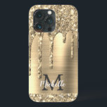 Chic Glam Guld Glitter Drives Monogram Metall<br><div class="desc">Elegant, modern, giftig guld glitter droppar i namn i guld metall i anpassningsbar, och monogrammad personlig. Den här designen har gult guld glitter gnistra droppar på guld borstad metall med anpassningsbar personlig som första och första namn-textmall. Perfekt feminin gåva till flickor och kvinnor som kärlek söt trendig glam sak. Kontakta...</div>