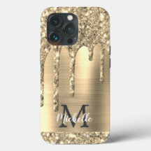 Chic Glam Guld Glitter Drives Monogram Metall