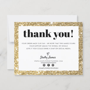 Chic glam guld glitter LOGOTYP TACK Kort
