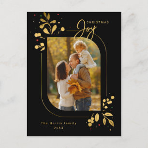 Chic Glam Guld Lövs Joy Calligraphy Photo Helg Vykort