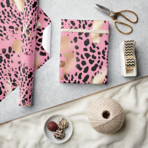 Chic Glam Guld Rosa Black Leopard Presentpapper