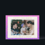 Chic Glam Lila Guld Polka Dot Personlig Photo Julkort<br><div class="desc">Cute Chic Rosa and Lila Ombre Guld Polka Dot Mönster Helgdag Card</div>