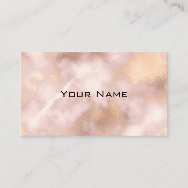 Chic Glam Luxury Copper Ro Guld Marble Mönster Visitkort (Framsida)