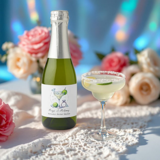 Chic Glam Margaritas och Möhippan Matrimony (Chic Glam Margaritas and Matrimony Bridal Shower Sparkling Wine Label)