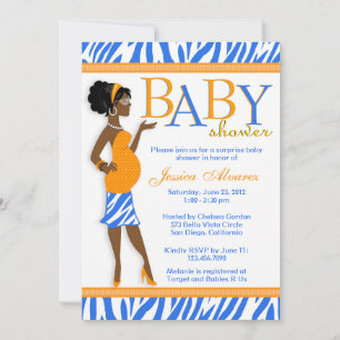 Chic Glam modern baby shower för mammablåttsebra Inbjudningar
