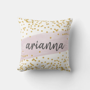Chic Glam  och Faux Guld Dots med Namn Kudde
