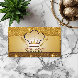 Chic glam Personal Chef Catering Guld Glitter Visitkort