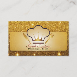 Chic glam Personal Chef Catering Guld Glitter Visitkort