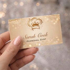 Chic Glam Personlig kock Catering Guld Glitter Visitkort