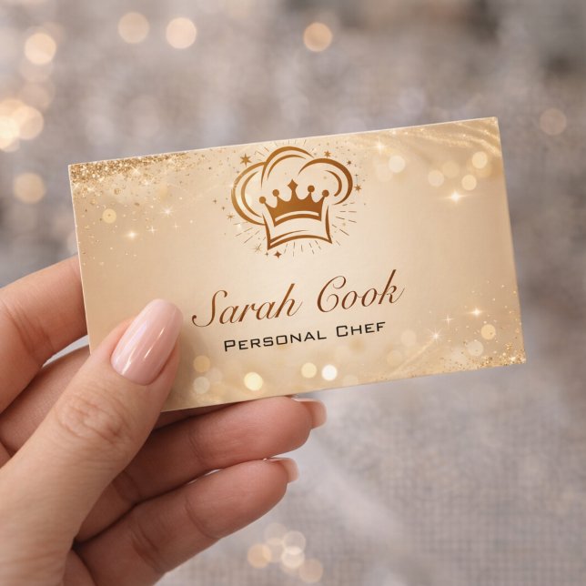 Chic Glam Personlig kock Catering Guld Glitter Visitkort (Skapare uppladdad)