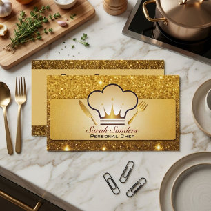 Chic glam Personlig kock Catering Guld Glitter Visitkort