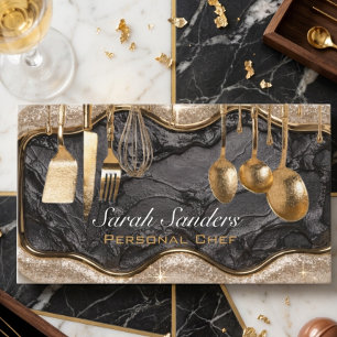 Chic glam Personlig kock Catering Guld Glitter Visitkort
