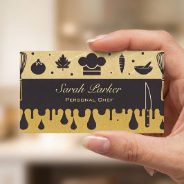 Chic glam Personlig kock Catering Guld Visitkort