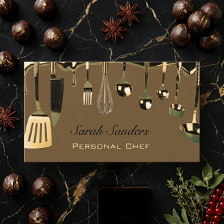 Chic glam Personlig kock Catering Guld  Visitkort