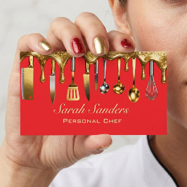 Chic glam Personlig kock Catering Guldglitter Visitkort