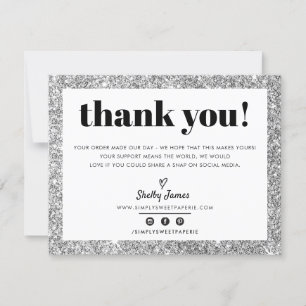 Chic glam silver glitter LOGOTYP TACK Kort