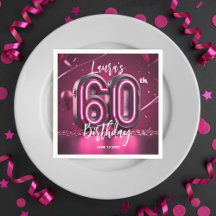 Chic Glam Vibrerande Rosa Neon Glöd 60-årsdag
