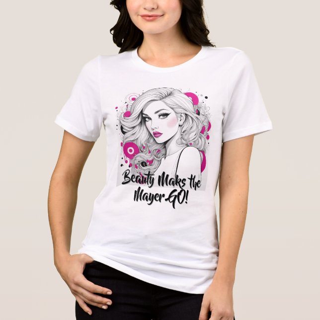 Chic Glamor Porträtt med Rosa accenter T Shirt (Framsida)