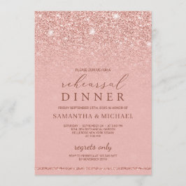 Chic glamor ro guld glitter rehearsal middag inbjudningar