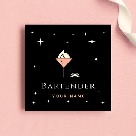 Chic Glamous Bartender Night Gnistra Klubb Pub Fyrkantigt Visitkort