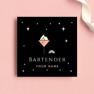 Chic Glamous Bartender Night Gnistra Klubb Pub Fyrkantigt Visitkort