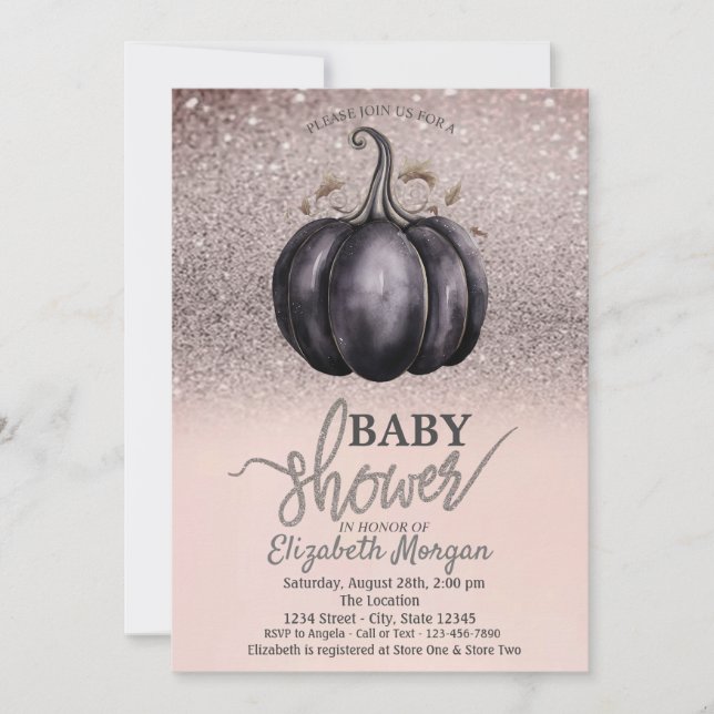 Chic Glitter Bokeh, Pumpkin Baby Shower Inbjudningar (Framsida)