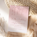 Chic Glitter Drift Rosa 30års födelsedag Party Inbjudningar<br><div class="desc">Den här inbjudan till trendig 30års födelsedag-part har en glatt rosa faux glitter drip gräns och rosa Mbre-bakgrund. Ord "30års födelsedag" och namn på hedersgästen visas i handskriftsskriptet avslappnad rosa,  med resten av anpassadet i rosa sans serif font. Samma rosa glitter drop-design visas på baksidan.</div>