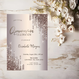 Chic Glitter Drips Quinceañera Inbjudningar