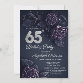 Chic Glitter Drips Rose Gold 65-årsdag Inbjudningar