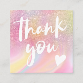 Chic glitter, gigantisk regnbåge, tack fyrkantigt visitkort