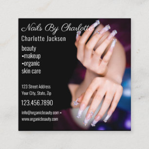 Chic Glitter Glam Nail Art Maniboysalon QR-kod Fyrkantigt Visitkort