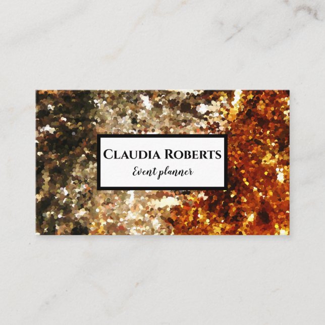 Chic glitter golden event planner visitkort (Framsida)